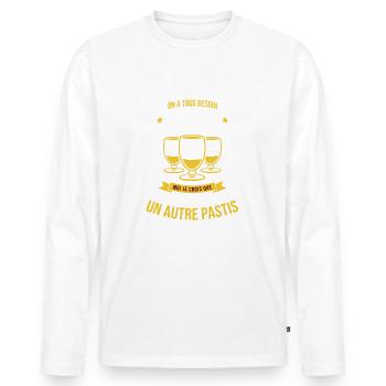 je vais prendre un autre pastis alcool fête humour - T-shirt manches longues Premium bio Homme - blanc - Devant - Nico (187cm)