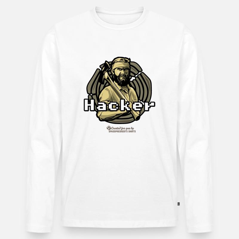 Holzfäller Hacker - Männer Premium Bio Langarmshirt - Weiß