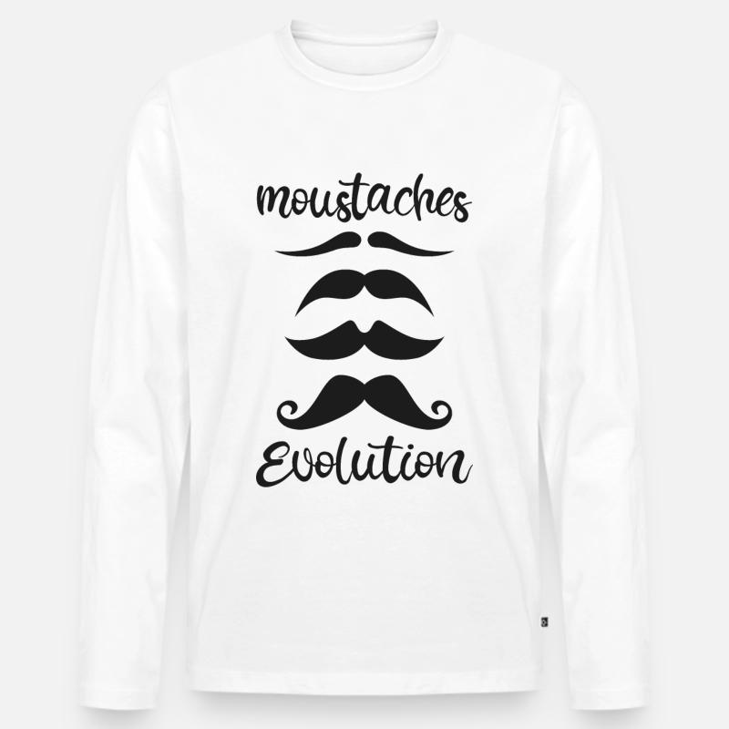 Schnurrbart Evolution - Männer Premium Bio Langarmshirt - Weiß