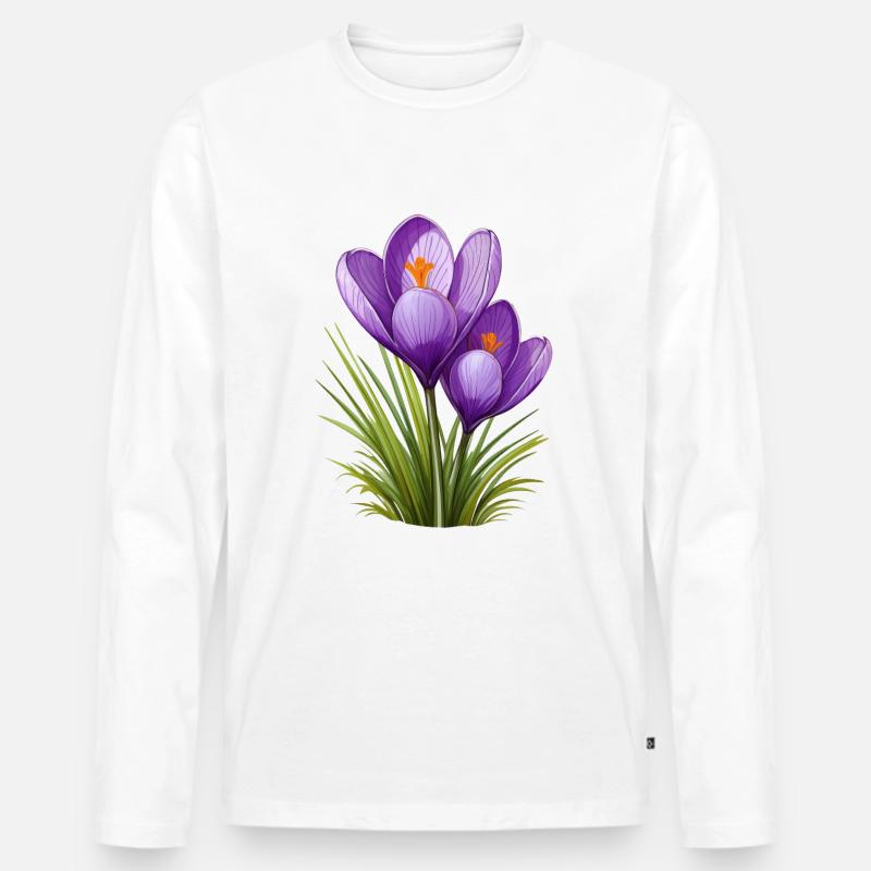 Krokusse - Männer Premium Bio Langarmshirt - Weiß