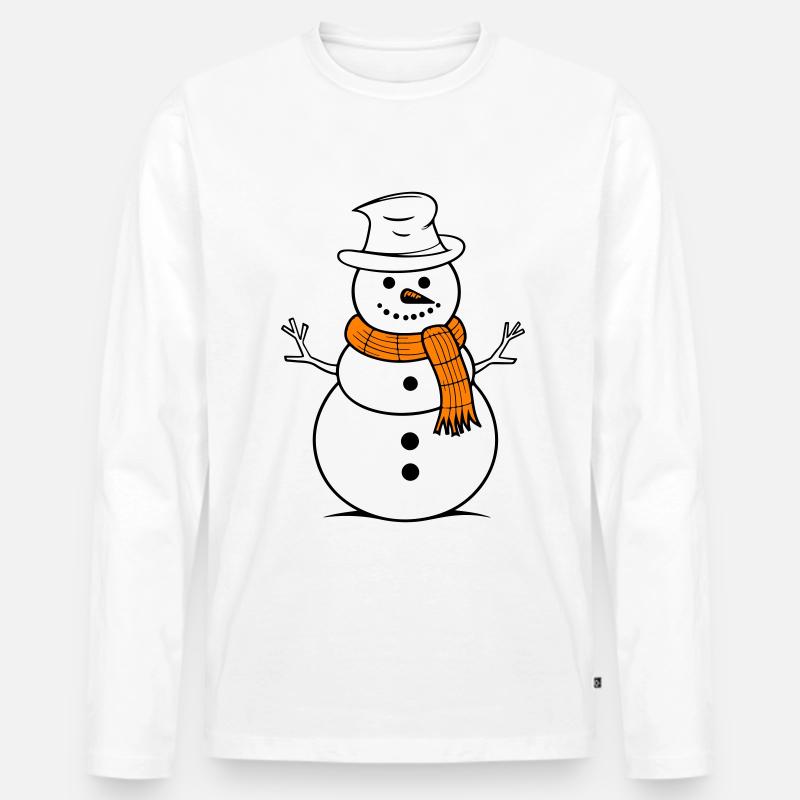 Schneemann Winter - Männer Premium Bio Langarmshirt - Weiß