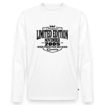 Limitierte Ausgabe November 2005 - Männer Premium Bio Langarmshirt - Weiß - Vorne - Nico (187cm)
