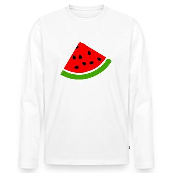 Wassermelone Melone - Männer Premium Bio Langarmshirt - Weiß - Vorne - Nico (187cm)