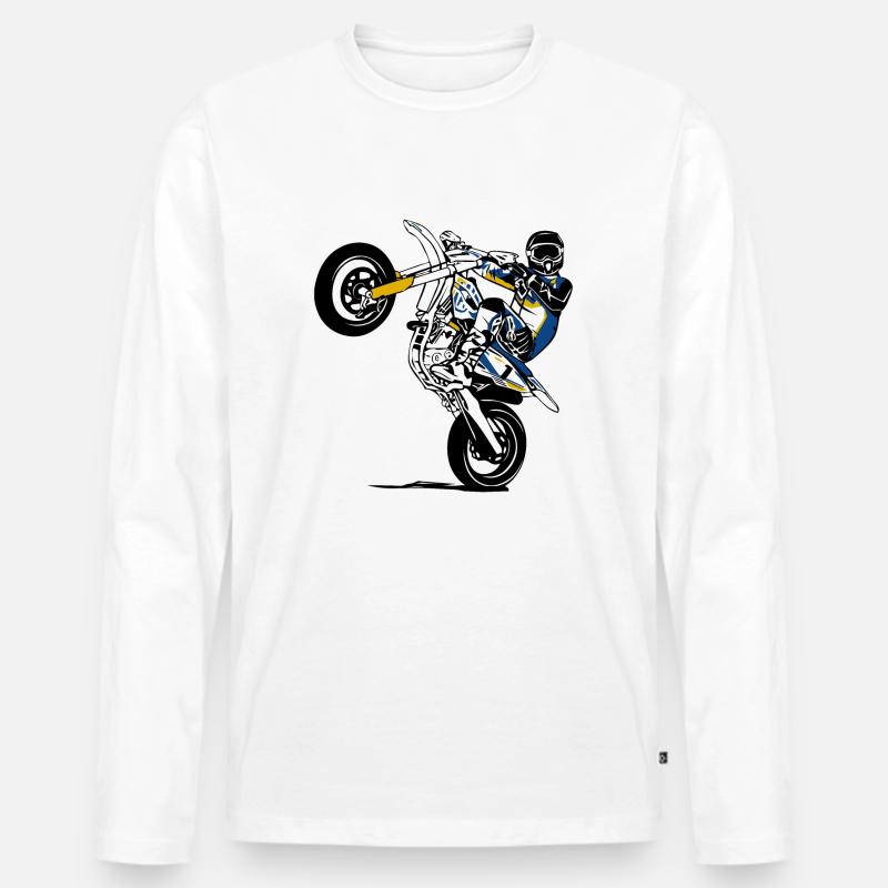 Supermoto - Männer Premium Bio Langarmshirt - Weiß