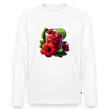 Red Flower Hibiscus Tea - Men's Premium Organic Long Sleeve Shirt - white - Front - Nico (187cm)