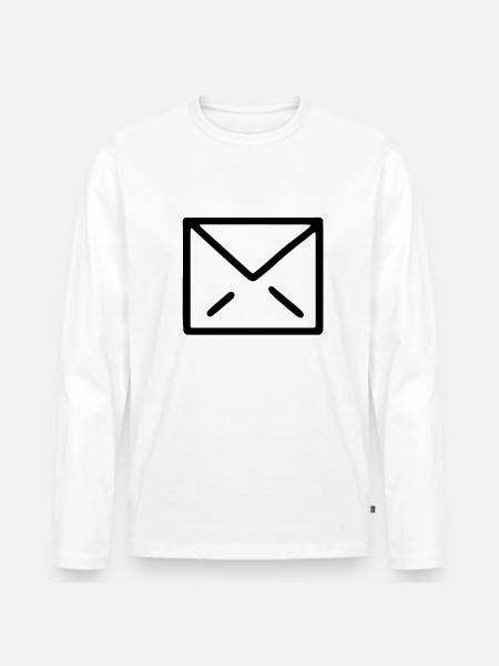 Messaggio di busta dell'icona dell'icona della lettera del simbolo della lettera - Maglia a manica lunga ecologica premium da uomo - bianco