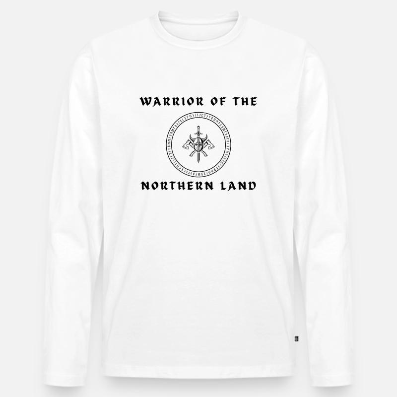Nördlicher Landkrieger - Männer Premium Bio Langarmshirt - Weiß