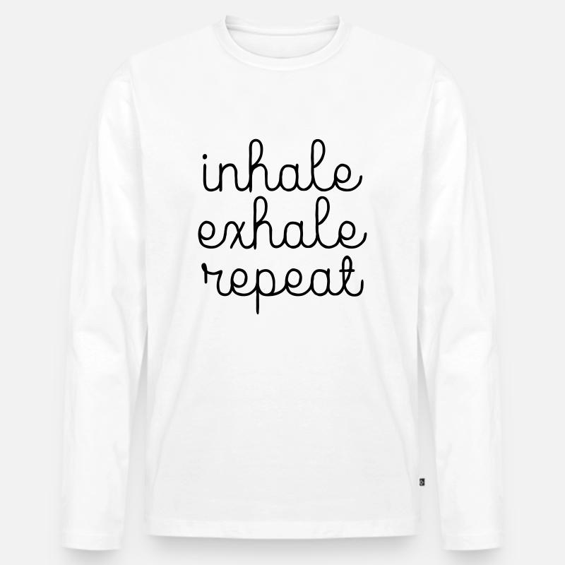 Inhale, Exhale, Repeat - Männer Premium Bio Langarmshirt - Weiß