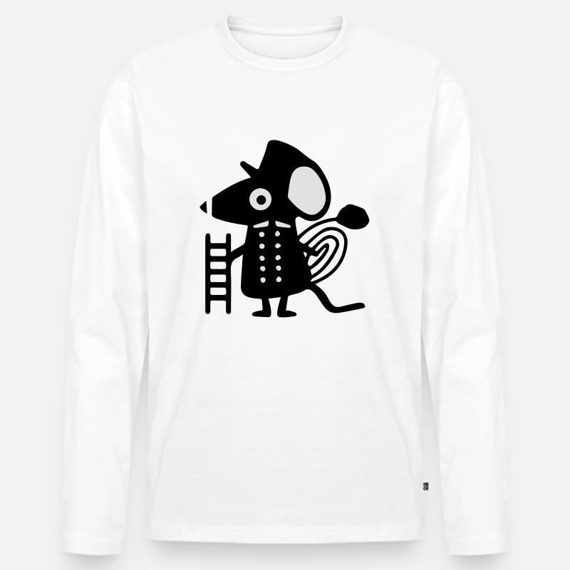 Maus als Schornsteinfeger - Männer Premium Bio Langarmshirt - Weiß