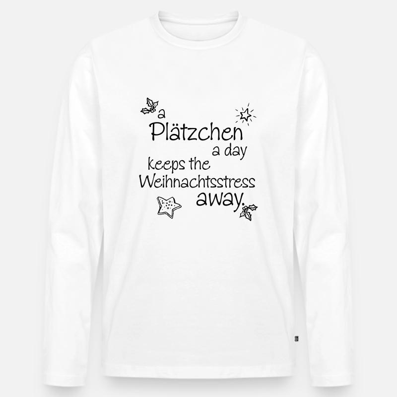 Plätzchen Weihnachtsstreß - Männer Premium Bio Langarmshirt - Weiß