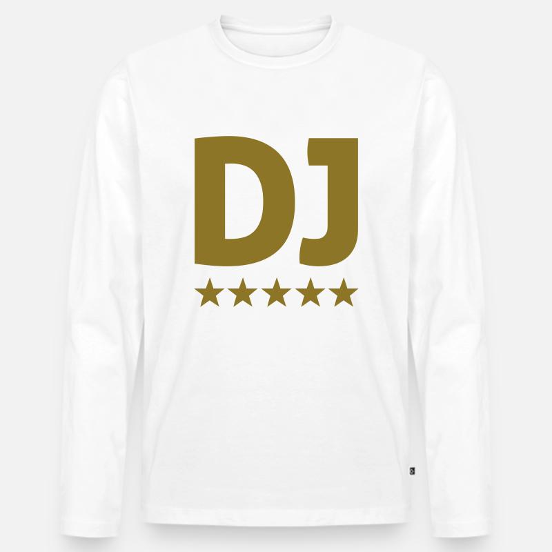 dj - Männer Premium Bio Langarmshirt - Weiß