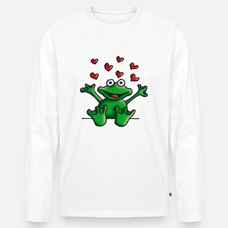 heart_frog_122011e - Männer Premium Bio Langarmshirt - Weiß