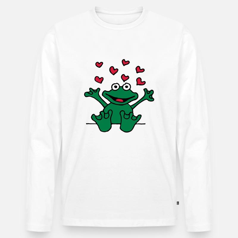 heart_frog_1220113c_a - Männer Premium Bio Langarmshirt - Weiß