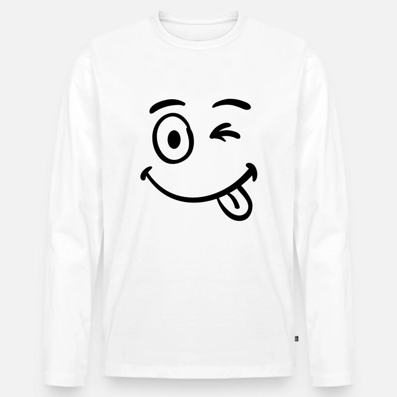 cool face - Männer Premium Bio Langarmshirt - Weiß