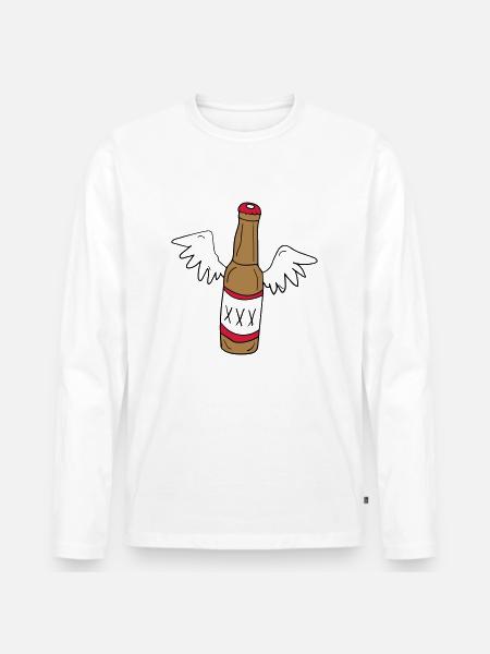 Engels Bier - Männer Premium Bio Langarmshirt - Weiß