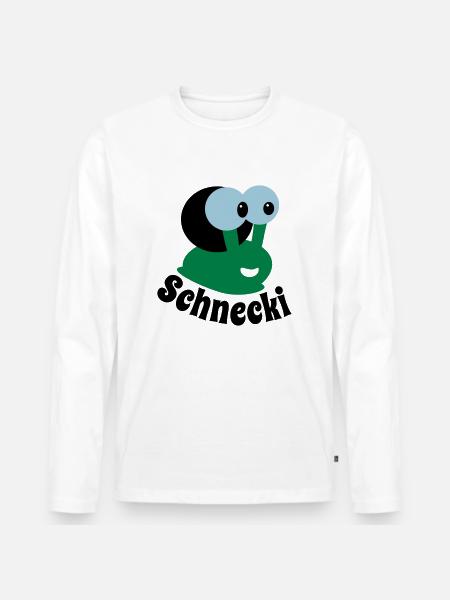 Schnecki - Männer Premium Bio Langarmshirt - Weiß