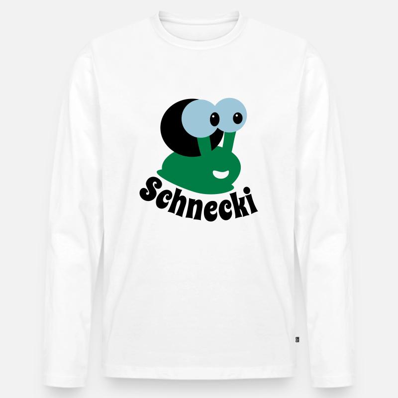 Schnecki - Männer Premium Bio Langarmshirt - Weiß