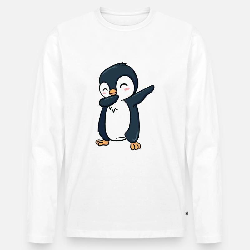 Dabbing Pinguin - Männer Premium Bio Langarmshirt - Weiß