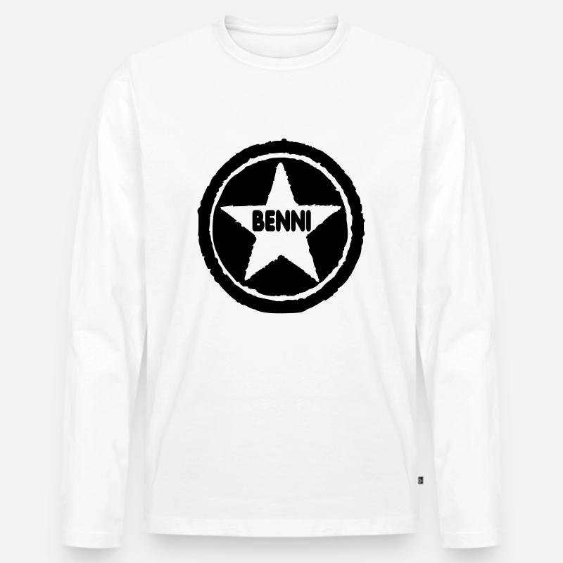 Benni - Männer Premium Bio Langarmshirt - Weiß