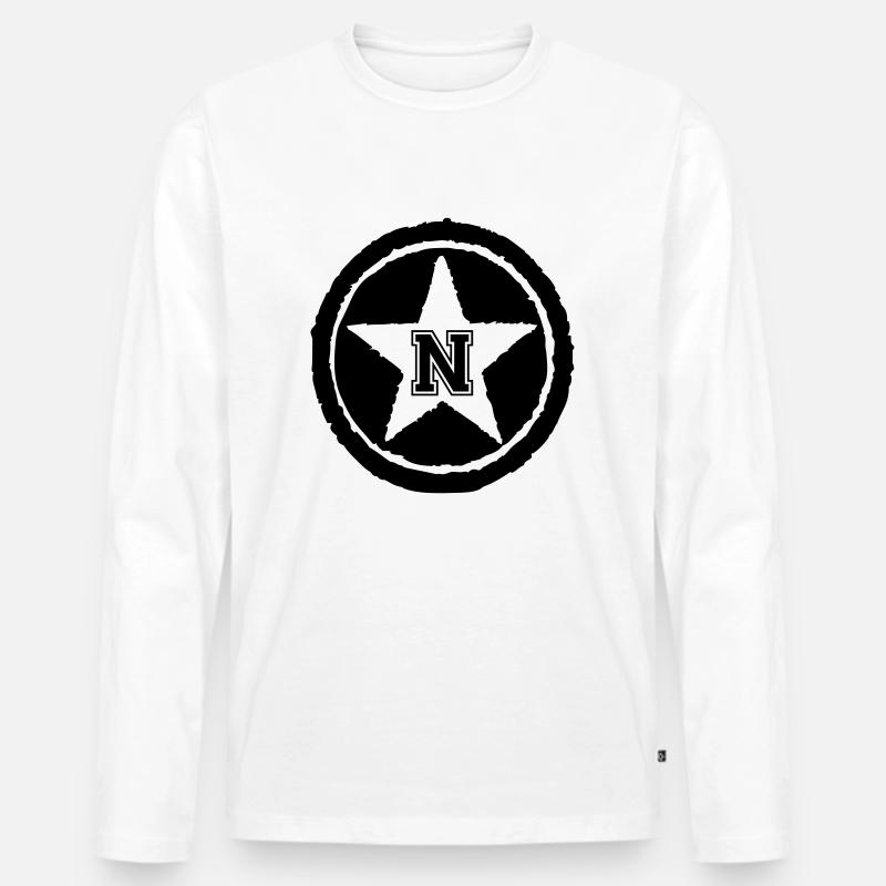 N - Männer Premium Bio Langarmshirt - Weiß