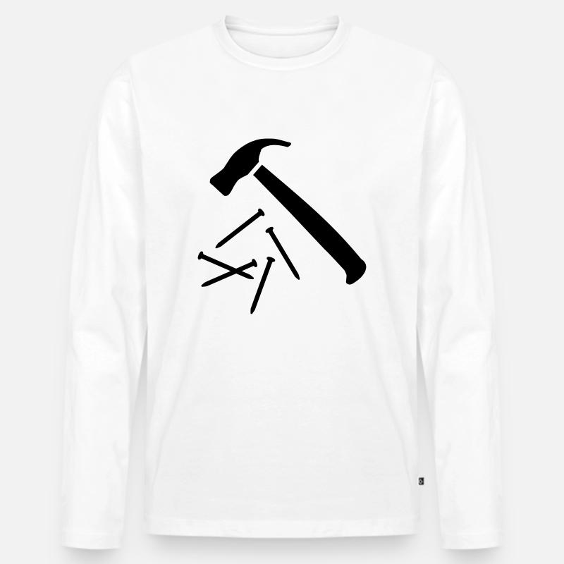 Hammer - Männer Premium Bio Langarmshirt - Weiß