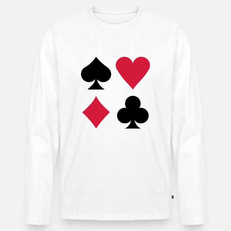 Poker - Männer Premium Bio Langarmshirt - Weiß