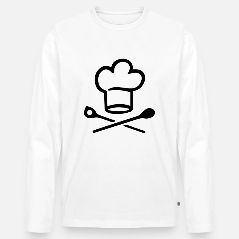 (koch) - Männer Premium Bio Langarmshirt - Weiß