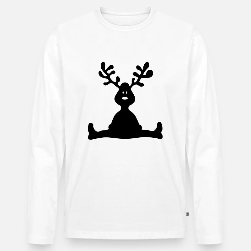 Elch Geweih - Männer Premium Bio Langarmshirt - Weiß