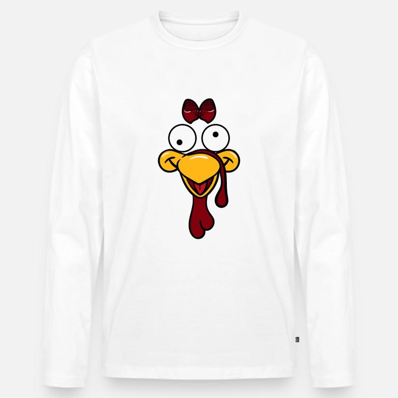 Truthahn Gesicht - Männer Premium Bio Langarmshirt - Weiß