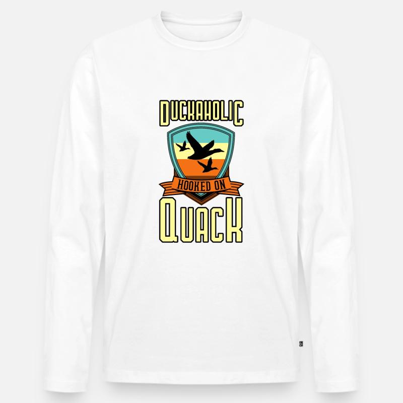 Duckaholic Hooked On Quack - Männer Premium Bio Langarmshirt - Weiß