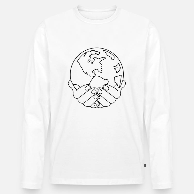 world_in_your_hands_01 - Männer Premium Bio Langarmshirt - Weiß