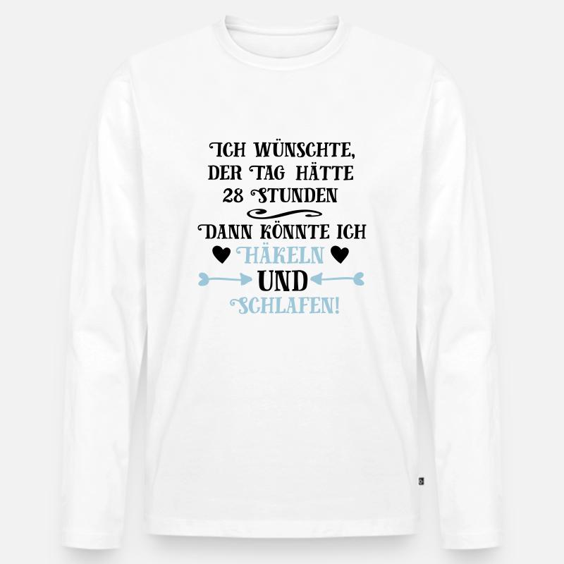 Häkeln und Schlafen Geschenk - Männer Premium Bio Langarmshirt - Weiß