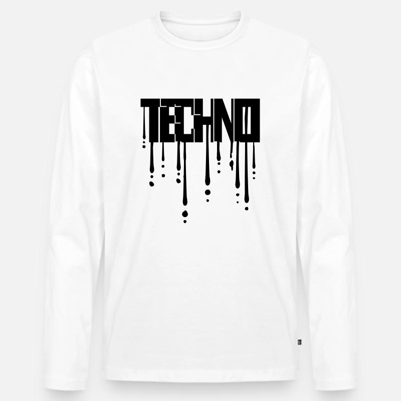Tropfen Graffiti Techno - Männer Premium Bio Langarmshirt - Weiß