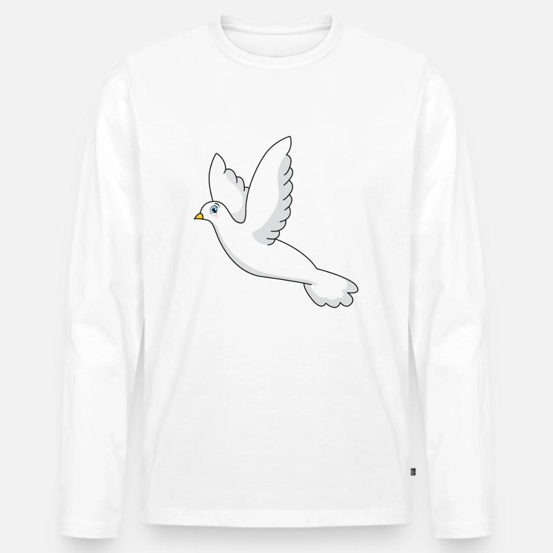 Taube - Männer Premium Bio Langarmshirt - Weiß