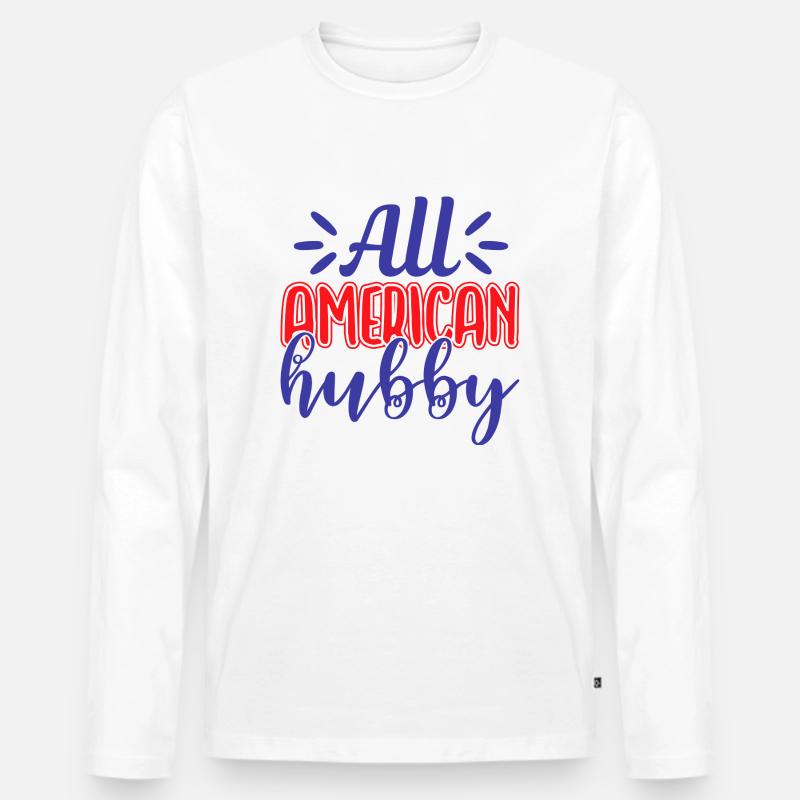 All American Hubby - Männer Premium Bio Langarmshirt - Weiß