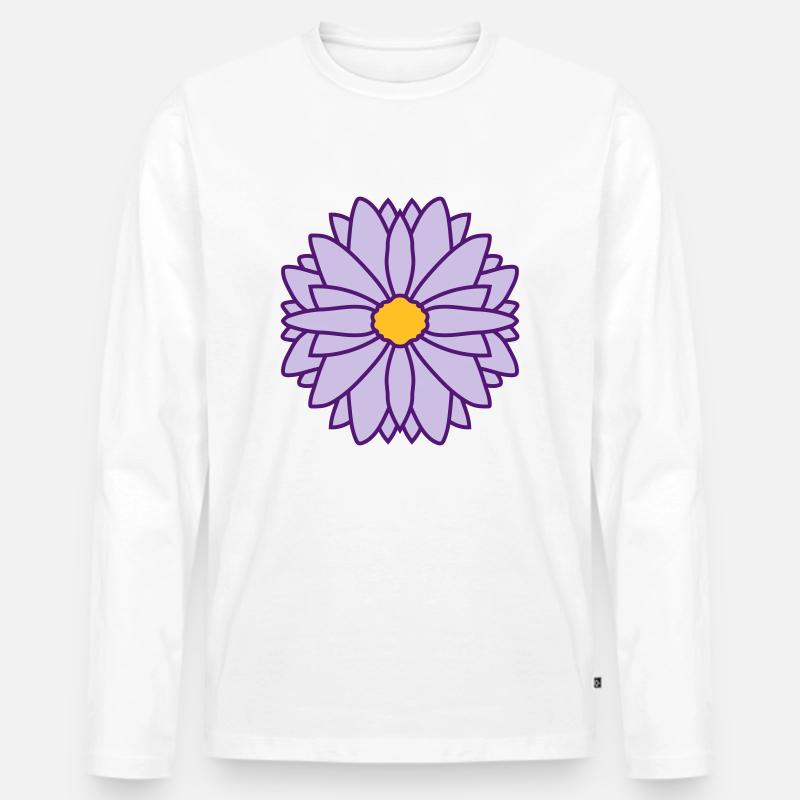 Runde Hübsche Blume Design - Männer Premium Bio Langarmshirt - Weiß