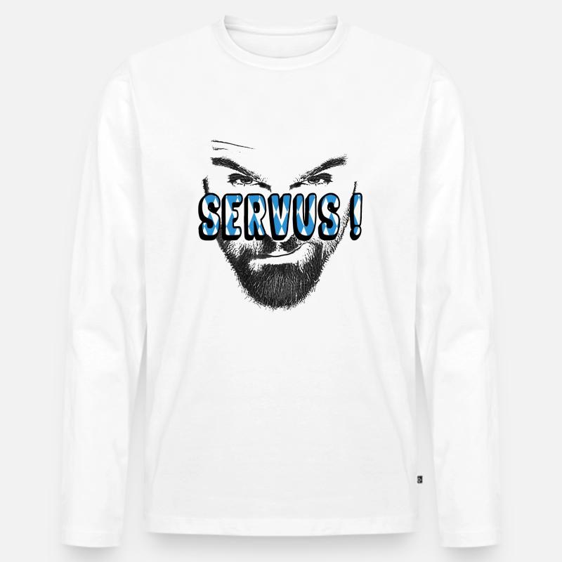 Servus bayrisch dialekt - Männer Premium Bio Langarmshirt - Weiß