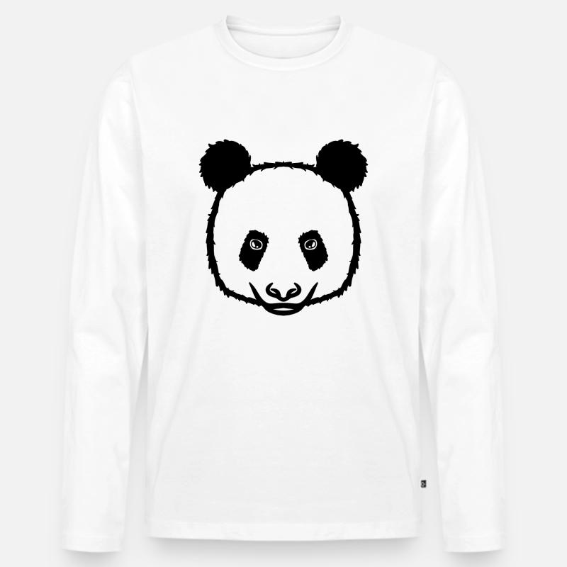 Panda schwarz - Männer Premium Bio Langarmshirt - Weiß