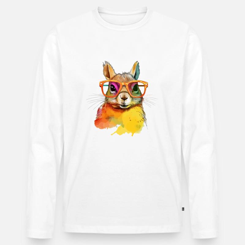 Kikki das Eichhörnchen - Männer Premium Bio Langarmshirt - Weiß