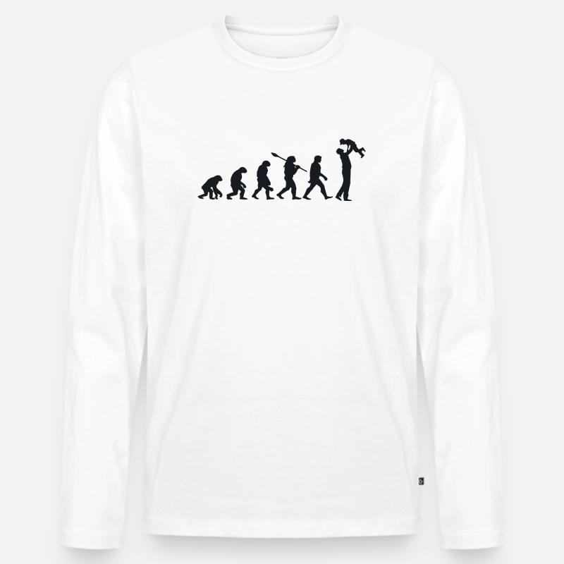 Évolution Darwin pour les Papas 👨‍👧‍👦 - T-shirt manches longues Premium bio Homme - blanc