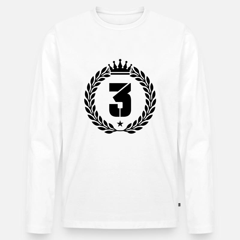3 krone - Männer Premium Bio Langarmshirt - Weiß