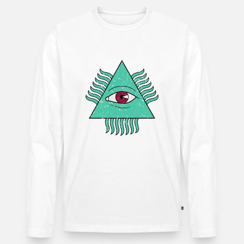 Pyramide Auge Illuminati - Männer Premium Bio Langarmshirt - Weiß