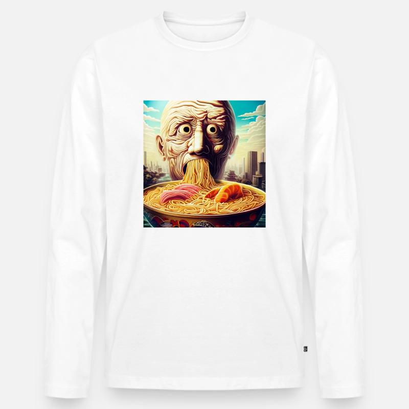 Ramen - Männer Premium Bio Langarmshirt - Weiß