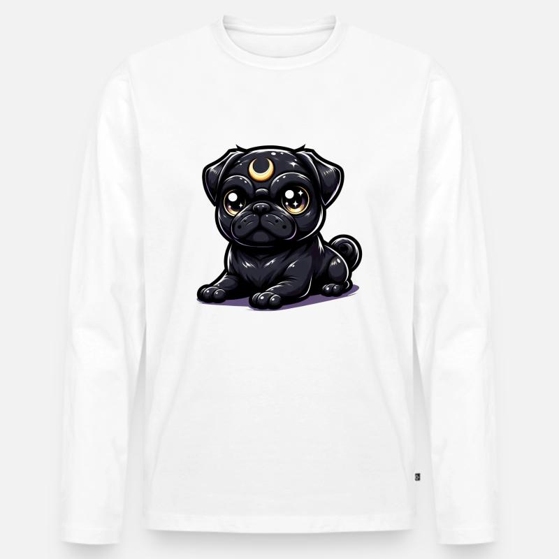 Mondhüter Mops - Männer Premium Bio Langarmshirt - Weiß