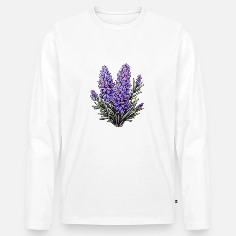 Lavendel - Männer Premium Bio Langarmshirt - Weiß