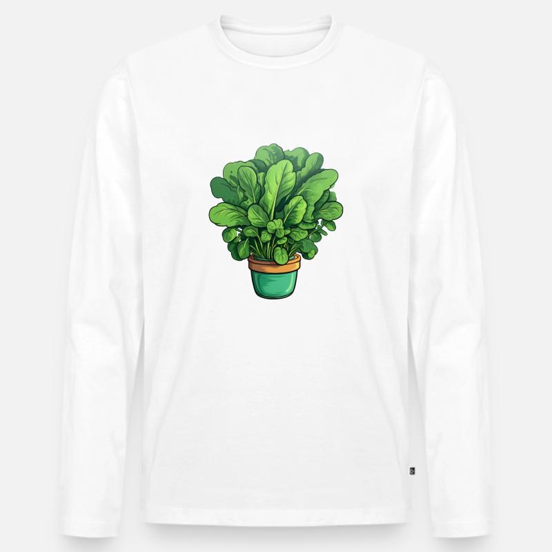 Spinat im Topf - Männer Premium Bio Langarmshirt - Weiß