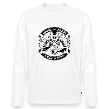 Ohne Mampf kein Kampf! 💪😄 🍔🔥 - Männer Premium Bio Langarmshirt - Weiß - Vorne - Nico (187cm)