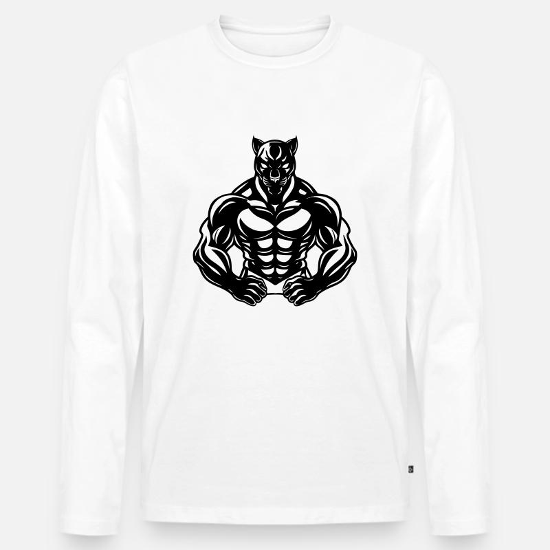 panther comic - Männer Premium Bio Langarmshirt - Weiß
