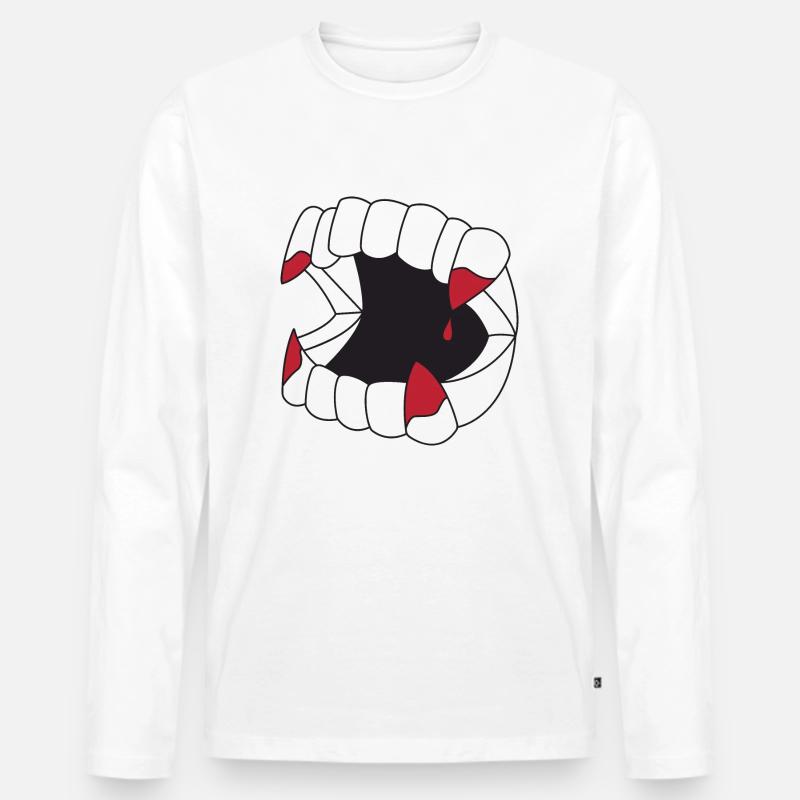 Vampir Zähne - Männer Premium Bio Langarmshirt - Weiß