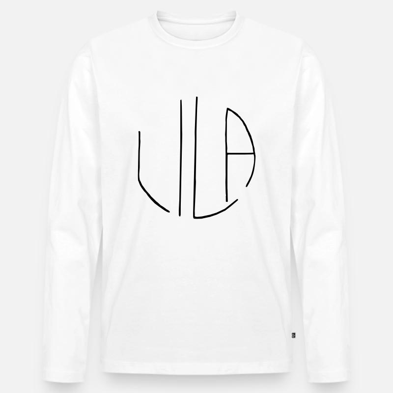 Lila - Männer Premium Bio Langarmshirt - Weiß